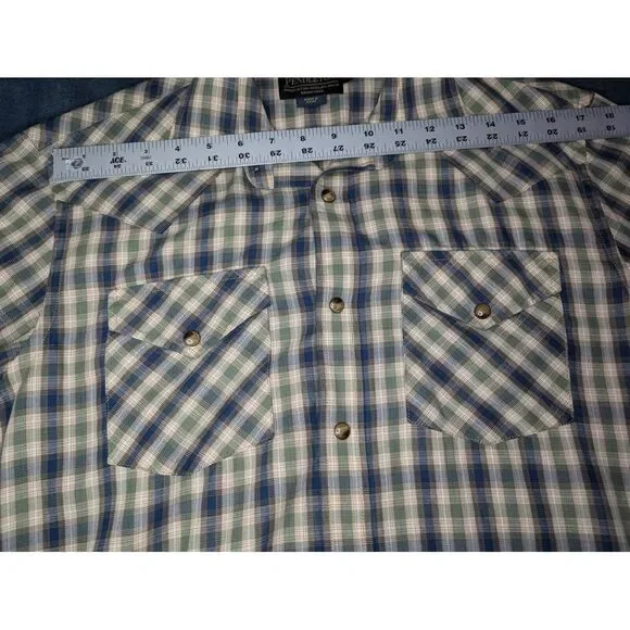 Pendleton Frontier Long Sleeve Snap Button Shirt Men's Small Blue/ Green - Picture 14 of 15